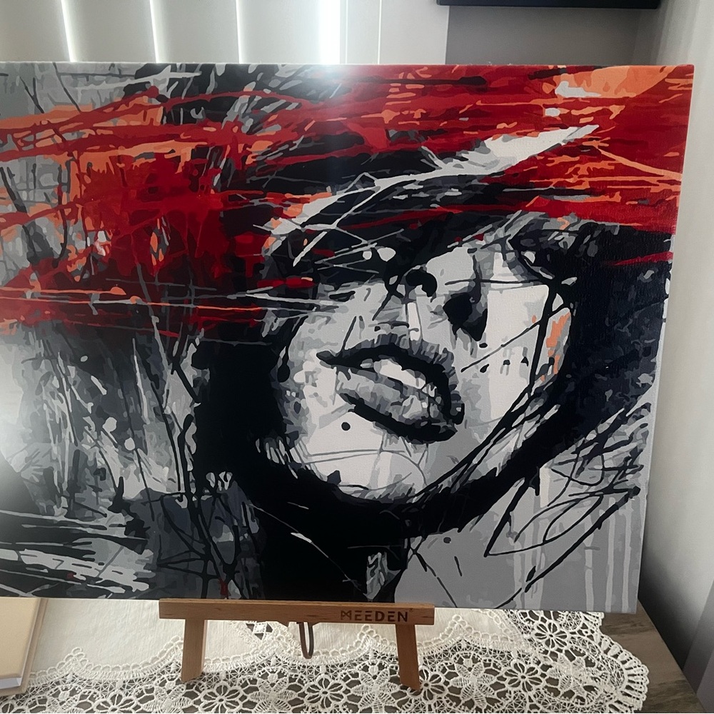 Abstract Red and Black Canvas Art